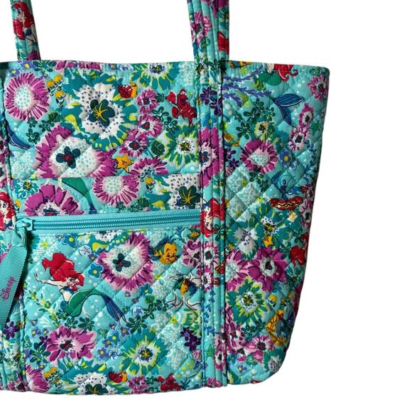 Vera Bradley Disney Small Vera Tote Handbag Little Mermaid Ariel Floral Blue - Picture 6 of 14